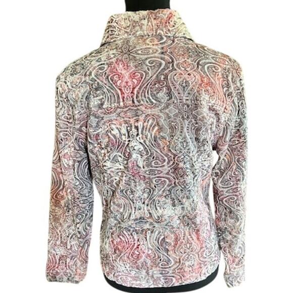 Analogy Petite Paisley Textured Button-Up Jacket – Size Petite - Picture 3 of 5